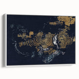 Framed canvas wall art showcasing an abstract design of colorful strokes and lines, displayed from a white side view, perfect for modern home decor.