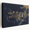 Stretched canvas artwork showcasing an abstract design of colorful strokes and lines, perfect for modern home decor. The side view highlights its vibrant hues and textured finish, ideal for adding a contemporary touch to any room.