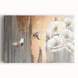 Stretched canvas wall art featuring an abstract design of colorful strokes and lines, ideal for modern decor, enhancing any living space's aesthetic appeal.