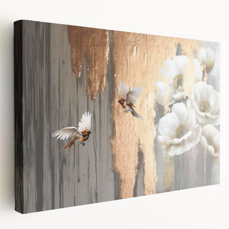 Side view of a stretched canvas featuring an abstract strokes and lines design in vibrant colors, perfect for modern home decor or art collection display.