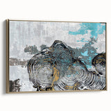 Framed canvas wall art showcasing a modern abstract design with gold strokes and lines, adding elegance to any decor. Perfect for contemporary interiors.