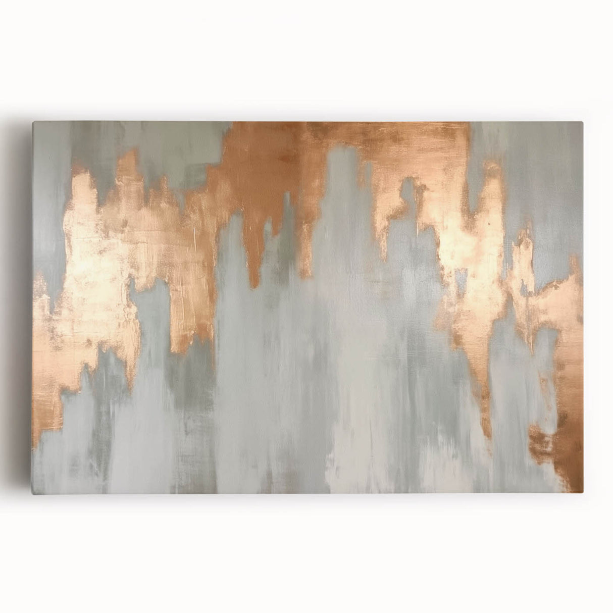 Geometric Strokes and Lines Abstract Art with Wood Rings on Canvas