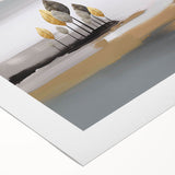 Abstract wall art featuring colorful strokes and lines in vibrant hues of blue, orange, and yellow, printed on rolled canvas, ideal for modern home decor.