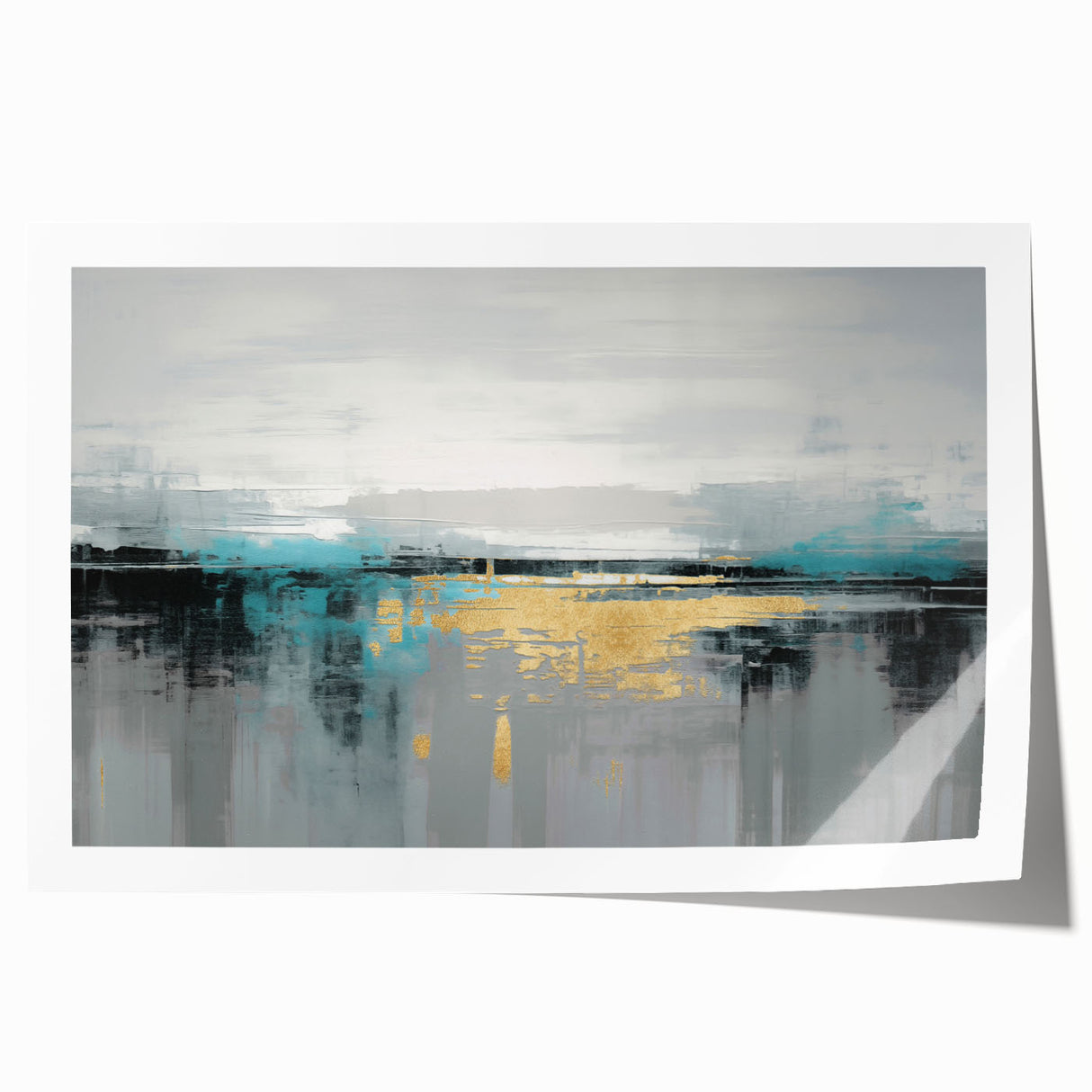 Abstract wall art print showcasing vibrant strokes and lines in shades of blue, orange, and yellow, perfect for modern home decor. Ideal for enhancing interior aesthetics.