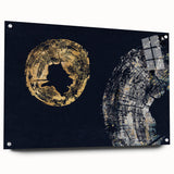 Abstract wall art featuring vibrant strokes and lines in a dynamic design, showcased in acrylic glass with visible mounting pins, perfect for modern decor. The artwork highlights bold colors and fluid shapes, adding a contemporary touch to any space.