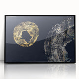 Framed wall art featuring an abstract design of colorful strokes and lines in a modern style, set in a sleek black frame, perfect for contemporary decor.