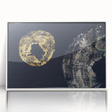 Framed acrylic wall art featuring an abstract design of colorful strokes and lines in a modern aesthetic, displayed against a white background, perfect for contemporary home decor.