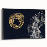 Framed canvas wall art showcasing an abstract design with bold strokes and lines in a modern style, featuring a sleek black frame, ideal for contemporary decor.