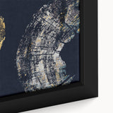 Close-up of a framed canvas wall art piece showcasing an abstract design with vibrant strokes and lines in various colors, perfect for modern home decor.