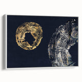 Framed canvas wall art showcasing an abstract design of colorful strokes and lines, presented in a sleek white frame, ideal for modern decor.