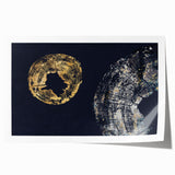 Abstract wall art print showcasing dynamic strokes and lines in vibrant shades of blue, orange, and yellow, perfect for modern home decor. This rolled design emphasizes artistic expression and adds a contemporary touch to any space.