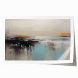 Abstract wall art print showcasing vibrant strokes and lines in shades of blue, orange, and yellow, designed to add modern flair to any interior decor.