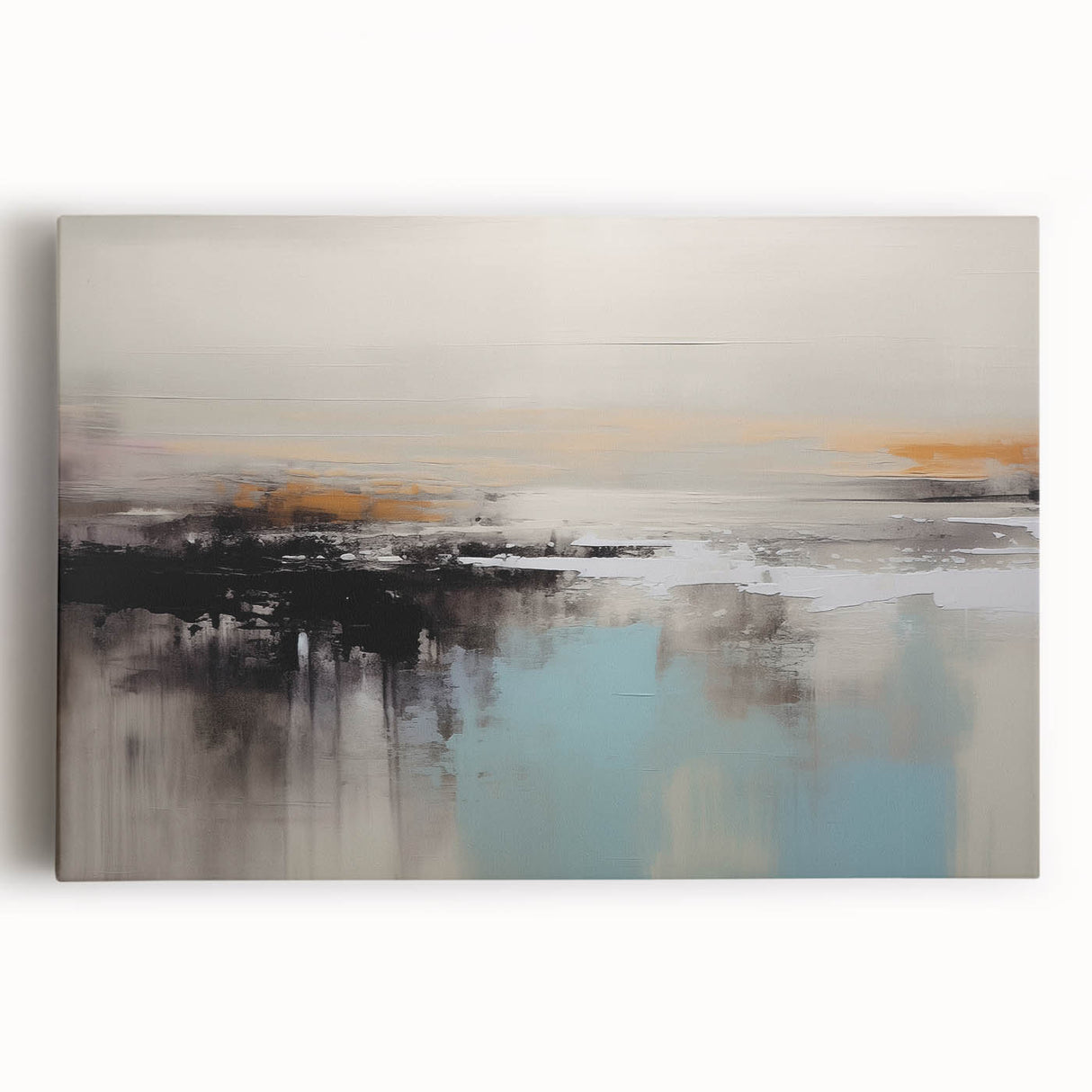 Colorful abstract strokes and lines create a vibrant wall art piece on stretched canvas, ideal for modern decor. Perfect for enhancing contemporary spaces with artistic flair.