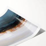 Abstract wall art print showcasing vibrant strokes and lines in shades of blue, orange, and yellow, perfect for modern home decor. Ideal for adding a pop of color to any space.