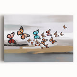 Vibrant abstract wall art design showcasing dynamic strokes and lines in bold colors on stretched canvas, perfect for modern home decor.