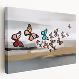 Stretched canvas wall art showcasing an abstract design of colorful strokes and lines in a modern aesthetic, perfect for contemporary home decor and artistic flair.