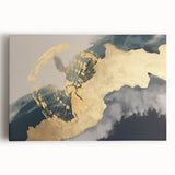 Abstract canvas wall art showcasing dynamic strokes and lines in various shades of blue, orange, and yellow, perfect for modern home decor. This vibrant piece adds a contemporary touch to any living space while enhancing the overall aesthetic.