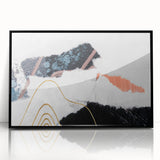 Framed abstract wall art featuring dynamic strokes and lines in black and white, ideal for modern decor, adding a contemporary touch to any room.