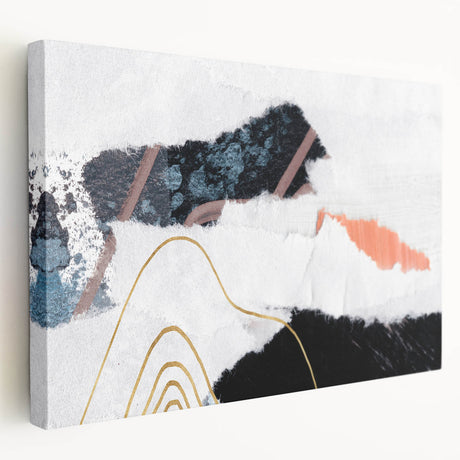 Abstract wall art featuring bold strokes and lines in vibrant colors, displayed in a framed format. The canvas showcases a modern design ideal for contemporary decor, enhancing interior spaces with its artistic flair.