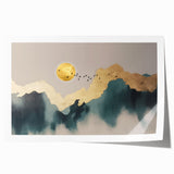 Abstract wall art featuring dynamic strokes and lines in vibrant colors, perfect for modern decor. The design showcases a blend of blues and golds, adding elegance to any space.