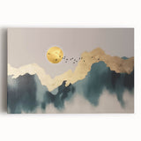 Abstract wall art featuring vibrant strokes and lines in shades of blue, orange, and yellow on stretched canvas, perfect for modern home decor. Ideal for adding a dynamic touch to living spaces or offices.