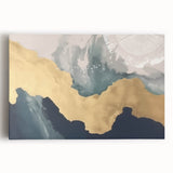 Abstract canvas wall art showcasing vibrant strokes and lines in a modern design, featuring a blend of blue, orange, and yellow hues, ideal for contemporary decor.