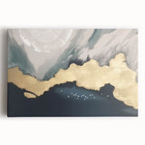 Abstract canvas wall art featuring vibrant strokes and lines in shades of blue, orange, and yellow, ideal for modern home decor, bringing energy and style to any space.