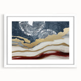 Abstract wall art featuring bold strokes and lines in a modern design, framed with a white mat, suitable for contemporary home decor.