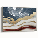 Framed canvas wall art showcasing an abstract design with elegant strokes and lines in shades of silver, perfect for modern home decor. Ideal for adding sophistication to any space.