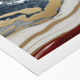 Abstract wall art featuring vibrant strokes and lines in shades of blue, orange, and yellow, perfect for modern decor. This rolled canvas design adds a lively touch to any interior space.