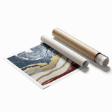 Abstract wall art print featuring colorful strokes and lines in vibrant hues, ideal for modern decor. This rolled canvas design enhances artistic spaces with its contemporary flair.