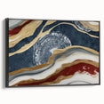 Framed canvas wall art showcasing an abstract design with bold strokes and lines in black and white, perfect for modern home decor. Side view highlights the frame's sleek profile.