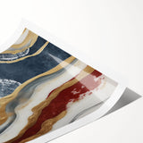 Abstract strokes and lines design in vibrant colors on a rolled art print, showcasing modern artistic expression perfect for contemporary home decor.