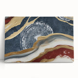 Abstract canvas wall art featuring vibrant strokes and lines in shades of blue, orange, and green, showcasing a modern artistic design, perfect for home decor.