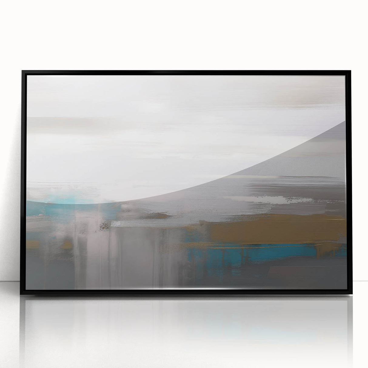 Framed acrylic wall art featuring an abstract design of colorful strokes and lines, showcasing a modern aesthetic with a black frame, perfect for contemporary decor.