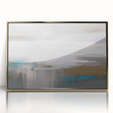 Abstract wall art featuring gold strokes and lines on a textured background, elegantly framed in acrylic, perfect for modern home decor or office settings.