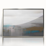 Framed wall art featuring an abstract design of colorful strokes and lines in silver-acrylic, perfect for modern home decor and gallery-style settings.