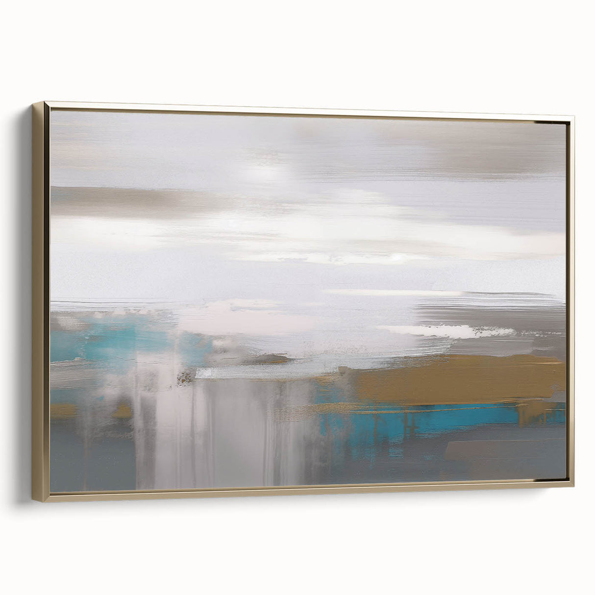 Framed canvas wall art featuring an abstract design of gold strokes and lines, showcasing a modern aesthetic ideal for enhancing home decor and chic interiors.