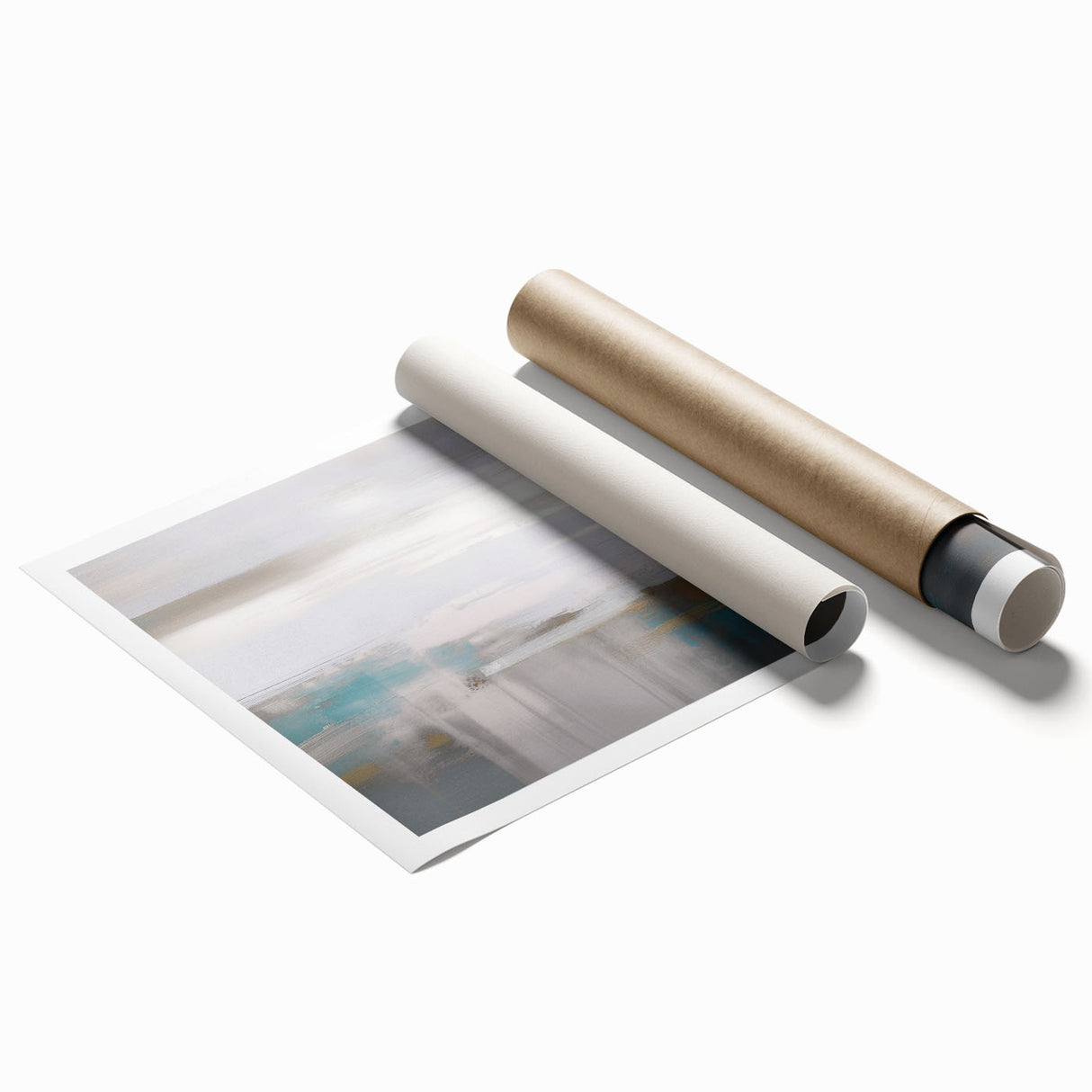 Abstract strokes and lines design in vibrant colors, showcasing a modern art piece ideal for contemporary home decor. The rolled print is packaged securely in a cardboard tube, perfect for easy handling and display. This artwork adds a dynamic touch to any wall, enhancing the aesthetic of living spaces.