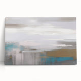 Abstract canvas wall art showcasing a vibrant design of strokes and lines in shades of blue, pink, and gold, ideal for modern home decor or office spaces.
