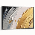 Framed canvas wall art showcasing an abstract design of colorful strokes and lines, featuring a sleek black frame, perfect for modern home decor.