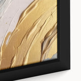 Close-up of an abstract wall art piece featuring vibrant strokes and lines in bold colors, designed to enhance modern decor with a framed canvas presentation.