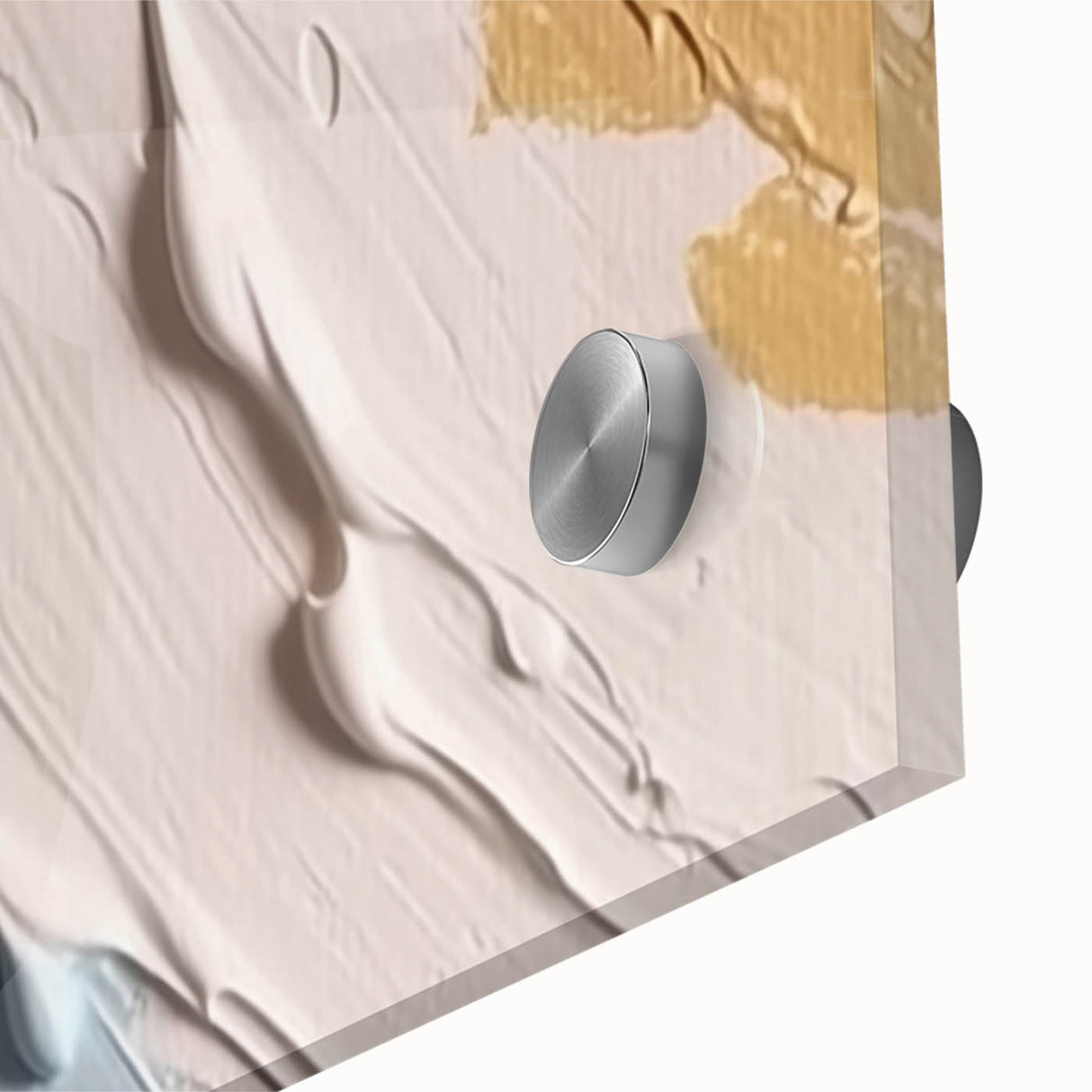 Close-up of an abstract wall art piece featuring vibrant strokes and lines in various colors, designed with acrylic glass for a modern aesthetic.