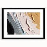 Abstract wall art featuring intricate strokes and lines in a modern design, framed with a black mat. Perfect for contemporary decor or gallery walls.