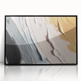 Framed wall art featuring an abstract design of colorful strokes and lines in various hues, set against a sleek black background, ideal for modern decor.