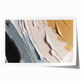 Abstract wall art print showcasing vibrant strokes and lines in shades of blue, yellow, and pink, ideal for modern home decor, elegantly rolled for easy framing.