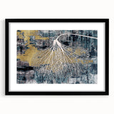 Abstract strokes and lines wall art design in a sleek black frame with a mat, showcasing a modern aesthetic perfect for contemporary home decor. The vibrant colors and unique patterns create an eye-catching focal point in any room.