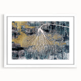 Abstract wall art featuring dynamic strokes and lines in a minimalist design, framed with a white mat, perfect for modern home décor and artistic interiors.