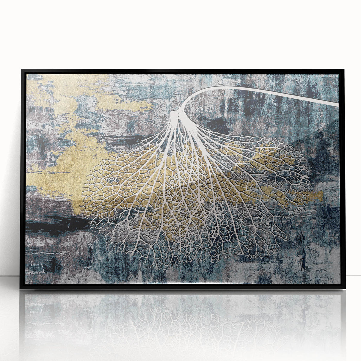 Framed acrylic wall art featuring an abstract design of colorful strokes and lines on a black background, perfect for modern home decor.