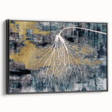 Framed canvas wall art featuring an abstract design of colorful strokes and lines, showcasing a modern artistic flair with a sleek black frame, perfect for home decor.